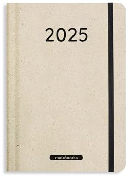 matabooks – Nachhaltiger A5 Kalender/Jahresplaner/Organizer/Terminkalender aus Graspapier – Samaya 2025 Farbe: Nature M (DE/EN)