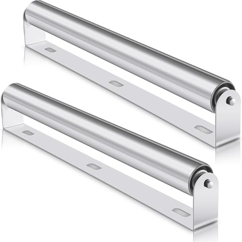 Therwen Bootsanhängerrolle mit Halterung, 3,8 cm Durchmesser, Förderer, Kajak, Metallrolle mit Halterung für den Transport von Floß, industrielle Nutzung (40,6 cm lang, Silber, 2 Stück)
