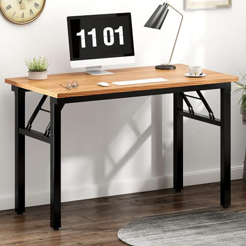 AuraCraft Klapptisch,Schreibtisch,Computertisch PC Tisch,Schreibtisch klein,Kleiner Klapptisch,Bürotisch Schreibtisch Holz Officetisch (Teak-Schwarz, 100x60CM)