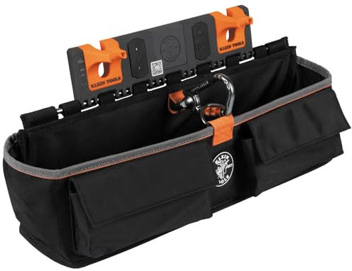 Klein Tools BC511S Bucket Work Center Large Tool Pouch, S Hook Rail System Accessory, Holds Lineman Tools, Cutters, Crimpers, and Impact Wrenches