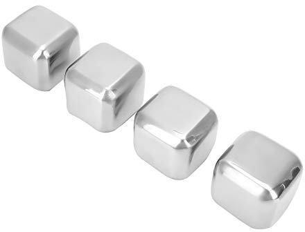 Dispositivo di raffreddamento in acciaio inossidabile, pietra di ghiaccio in acciaio inossidabile, accessori per la refrigerazione di bevande per vino, birra, whisky (4 pezzi)