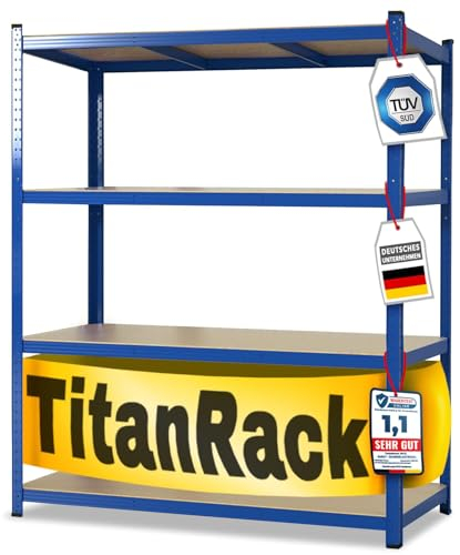 KARAT Schwerlastregal XXL, blau 200 x 150 x 60 cm, Lagerregal für Garage, Keller und Werkstatt - Steckregal, Weitspannregal, Kellerregal, Werkstattregal (TitanRack Big)