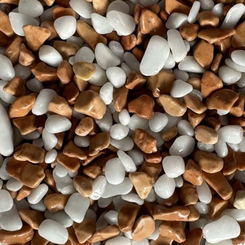 Steinteppich Epoxidharz Set Innen & Außen (ca. 56kg / 4-5m²) | 16 Farben | 50kg 2-4mm Marmorkies + 6L, 2K Epoxidharz Bindemittel | Für Balkon, Terrasse, Treppen, Garage (Bianco Rosso)