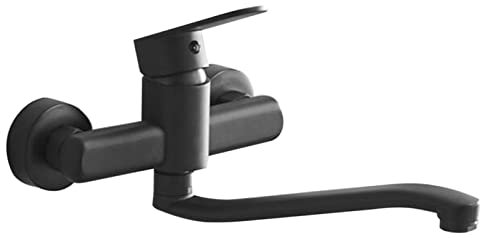 JMRTQMEC Grifo De Cocina Montaje En Pared, Grifos De Fregadero De Cocina Latón Negro Frío Y Caliente Doble Agujero Montaje En Pared Grifos De Cocina-20Cm(20CM)