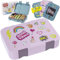 BEARFOOT Brotdose Kinder mit Fächern, BPA frei, Lunchbox, Bento box, Brotbox, Brotdose Mädchen & Jungen, Snackbox mit Trennfächern, Vesperbox für Kindergarten, Schule, groß (Lila - Sticker)