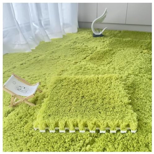 12 Tiles 12x12 Carpet Square,Fluffy Area Rugs,Interlocking Eva Foam Carpet Tiles,Soft Play Mat Plush Puzzle Foam Floor Mat(Green)