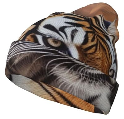 WAFICAC Beanie-Mütze mit Tiger-Motiv, für Herren und Damen, Strickmütze, Wintermütze, mit Bündchen, Alltagsmütze, Uhrenmütze