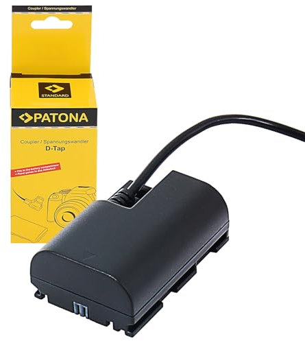 PATONA D-TAP Akku Dummy Adapter VP-DRE6 kompatibel mit Canon LP-E6 LP-E6N LP-E6NH EOS R5 R6 R6II R7 5D Mark II Mark III 5DS R 6D 7D 60D 60Da 70D 80D 90D XC10 XC15 Koppler Netzteil Netzadapter