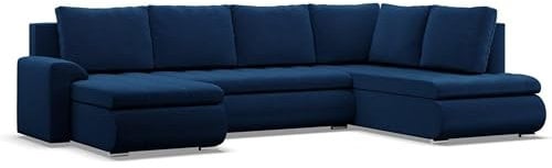 Mebligo - Ecksofa mit Schlaffunktion und 3 Bettkasten FORESTA 300x89x200 (BxHxT) Grün - Ottomane Rechts Eckcouch, Couch U Form, Sofa Wohnzimmer, Sofas & Couches, Eckschlafsofa