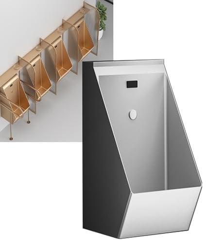 Urinal mit Induktionsspülung, wandmontiertes Urinal mit automatischer Spülung für Erwachsene, Sensor-Urinal aus Edelstahl 304, Herren-Urinal für die Hotelbar im Einkaufszentrum,Silver