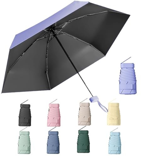 Aethryon Mini Reise Regenschirm, Kleiner UV-Regenschirm, Taschenschirme, Faltbarer Sonnenschirm, Reise Tragbarer Taschenschirm, Sonnenschirm Tragbar,(Hellviolett)