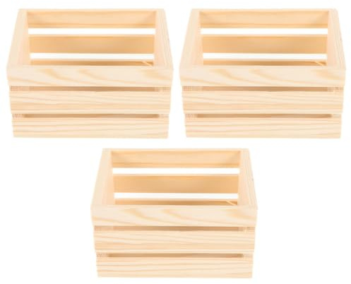 EPIGEIST 3Pcs Miniature Wooden Crates for Dollhouse Storage Tiny Baskets for Kids Pretend Play Craft Projects 4.92X3.46X2.76In Durable Mini Dollhouse Accessories