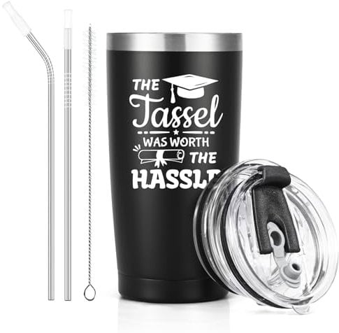 Livole Graduation Gifts for Him, Men, Son, Brother, Best Friends, Degree Congratulations Gifts for Men, The Tassel was Worth The Hassle, Graduation 2025 Presents, 20oz 600ml Travel Thermal Mug