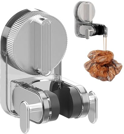 Geonoy Shower Head Holder Suction, Shower Hose Holder Suction Cup, No Drilling Showerhead Hanger Bracket for Bathroom Camping Outdoor RV Travel Convenience