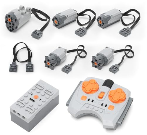 LOMUG Power Functions Set, Motor Set with Motor, Remote Control, Battery Box, M/L Motor, Extension Wire, Compatible with Many Models