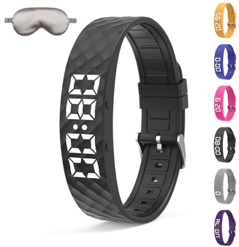 HOPASRISEE Vespire Pro-Sleep Vibration Alarm Clock, Portable Vespire Wecker Armband -Up to 8 Alarms per Day, Gentle Wake up for Healthier Sleep, Ideal for Partners and Deep Sleepers (Black)