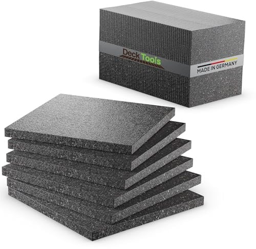 Deck Tools® Terrassenpads - 90 x 90 x 10 mm, 50 Stück | Gummi-Granulat Unterlage für WPC- & Holz-Terrassen - 3/6/8/10/20 mm stark - Bautenschutz für Terrassen-Fliesen & Stelzlager
