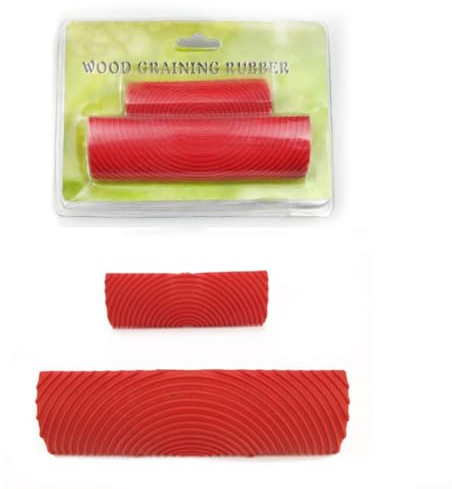 Oniissy Herramienta de granulado de madera de goma para pintura de pared, paquete de 2 cepillos de rodillo texturizados para acabado de madera de imitación en muebles, puertas, techos y armarios