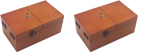 Rastapulz 2X B Useless Box mit ÜBerraschungen, Useless Box, Komplett Zusammengebautes Spielzeug für Erwachsene und Kinder, Dunkle Holzfarbe