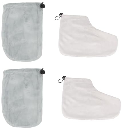 VICASKY Hand und Fußüberzüge für Paraffinbad 2 Paar Wärmeisolierende Baumwollhandschuhe und Fußabdeckungen für Kosmetikstudio und Heimgebrauch Zufällige Farbe