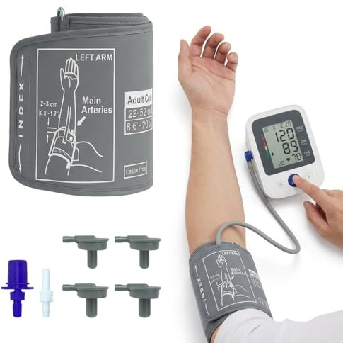 Bracciale per tensiometro compatibile con Omron, tensiometro da braccio di ricambio 22 a 52 cm extra largo con 6 connettori universali Misura precisa per uso domestico, clinica, ospedale, infermiere