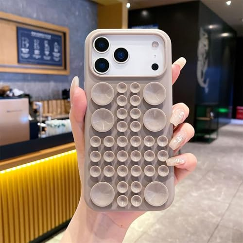 Rokmym Funda para iPhone 17 Pro de silicona con ventosa antideslizante, ventosa suave, resistente a los golpes, resistente a los arañazos, color gris