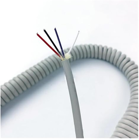 Cavo di alimentazione riccio flessibile a spirale Cavo di prolunga grigio con filo telescopico a spirale quadrata da 0,3 mm a 4 nuclei(Stretch 10 Meters)