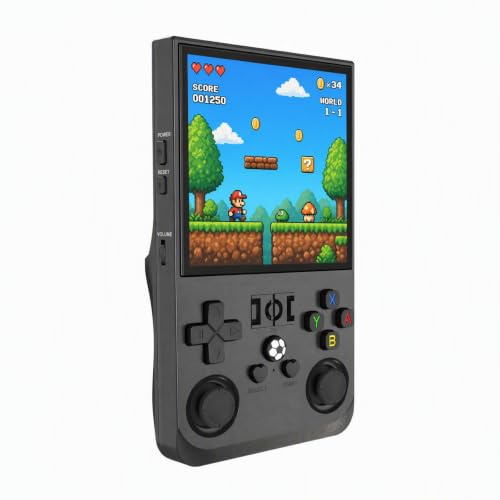 R36max Console di gioco portatile retrò con schermo IPS HD da 4,0 pollici, console di gioco portatile retrò (nero trasparente)