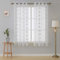 Deconovo Voile Vorhänge Leinenoptik Vorhänge Ösen Durchsichtig Gardinenschals mit Stickerei Stern, 138x140 cm(HöhexBreite), Hellgrau, 2er Set