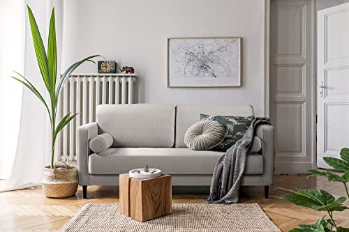 Sofa Keith 3 Sitzer Grau 180 cm - Wohnzimmer Couch mit maximalem Sitzkomfort: Starke Struktur, Feuchtigkeitsregulierung und lose Kissen - Vintage Dreisitzer Polstersofa Wohnzimmersofa Designsofa