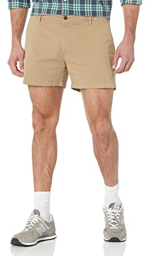 Amazon Essentials Men's Slim-Fit 5 Flat-Front Comfort Stretch Chino Shorts (Previously Goodthreads), Khaki Brown, 36W
