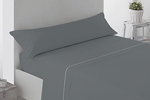 Juego SÁBANAS DE Verano Lisas (3 Piezas) para Cama Grande de 150 x 190/200 cm (LIQUIDACIÓN) (Gris)