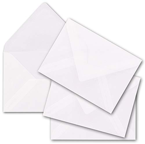 75x transparente Brief-Umschläge DIN C6-11,4 x 16,2 cm - Nassklebung, spitze Klappe - für DIN A6 - weiß durchsichtige Kuverts - Marke: GUSTAV NEUSER