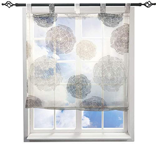 Raffrollo mit Schön Feuerwerk Druck Design Raffgardine Voile Transparent Vorhang (BxH 80x150cm, Kaffeebraun)