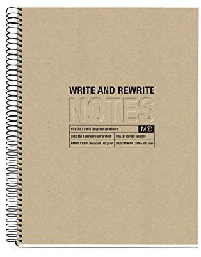 Miquelrius - 100% recyceltes Notizbuch, Umschlag aus recyceltem Karton, A4 Notizbuch (210 x 297 mm), 4Löcher, 120 recycelte Blätter 80 g/m², 4 Farbstreifen, Horizontal liniert 7 mm, Farbe Craft