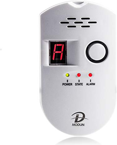 Gas Alarm, Natural Gas/LPG/Coal Gas Leak Detector, 3-Pin Plug-in Sensor Gas Monitor with Sound Alarm and LED Digital Display, Methane Propane Butane Combustible Gas Alarm for Kitchen Garage Hospital