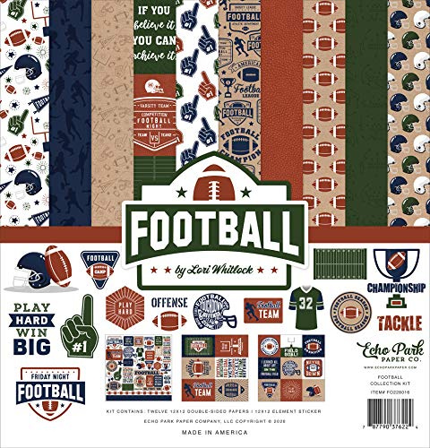 Echo Park Paper Company Football Collection Kit Paper 12-x-12-Inch