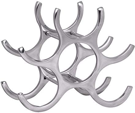 FineBuy Weinregal Design 24 cm für 6 Flaschen Aluminium Silber