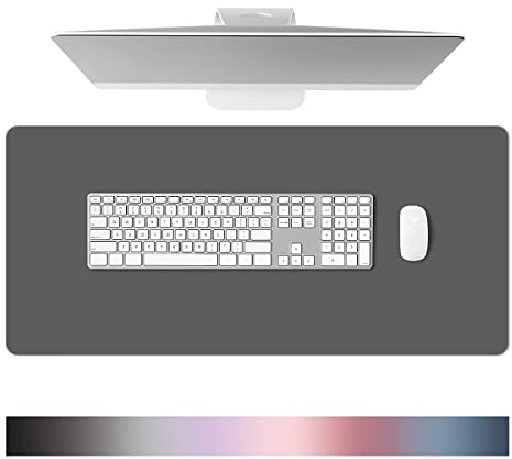 Dalifer Schreibtischunterlage Leder - Multifunktion Mauspad aus Wasserdichtes PU-Leder - 80 × 40 cm Große Größe, Mouse Pad Für den Heim- oder Bürogebrauch (Dunkelgrau)