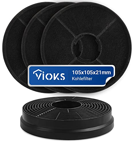 VIOKS Lot de 4 filtres à charbon de rechange pour hotte aspirante Respekta MIZ0058 MIZ 0058 PKM CF130 Candy 49040890 35602288 49040117 352C66 - Filtre rond à charbon actif pour hotte aspirante