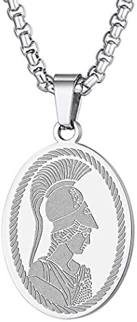 Athena die Göttin der Weisheit Krieg Anhänger Halskette für Frauen Männer Griechische Mythologie Charm Choker Kette Schutz Wächter Medaillon Amulette Schmuck Geschenk (212S)