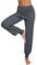 Terecey Yogahose Damen Lang mit Rock Yoga Pants Baggy Jogginghose Damen Bequeme Hose Pumphose Yoga Bekleidung Damen für Yoga Pilates Tanzen Joggen Dunkelgrau M