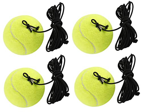 NOPEILVI 4 PCs Palla da Tennis Con Palline di Allenamento a Corda - Strumento di Trainer di Auto-Pratica Con Attrezzatura Elastica per Esercizio