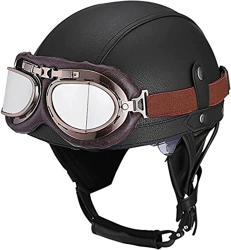 Casque Jet Demi-Jet Casque Moto Casque Bol Vintage avec Lunettes Cruiser Chopper Scooter Cyclomoteur Demi-Casque Ouvert à Dégagement Rapide Casque Bol Homologué ECE ( Color : 15 , Size : L(59~60cm) )