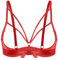 CHICTRY Women's PVC Leather 1/4 Cups Shelf Bra Top Underwired Open Nipple Push Up Bralette Lingerie Red M
