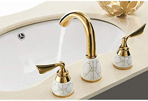 Wasserhahn-Set mit Badewannenarmaturen, montiert auf vergoldetem Deck Fori Diffuso-Badmischer-Badewanne mit Schwanenhals-Brausegarnitur mit Handbrause