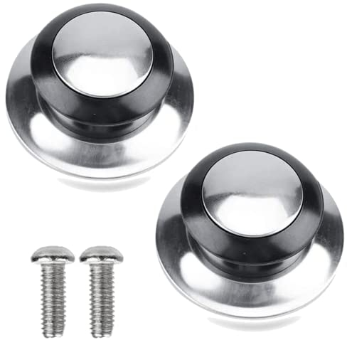Pot Lid Knob Saucepan Lid Knobs Replacement Stainless Steel Screw Hand Grip Easy Fit Lifting Heat Resistant Pot Pan Handle Cover Universal Cookware Round Steam Knob Home Kitchen Accessory Silver (2pc)