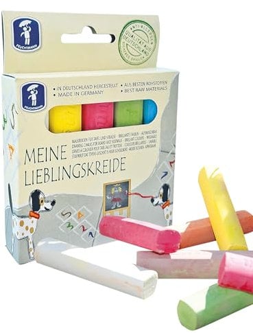 Feuchtmann MEINE LIEBLINGSKREIDE Basic Mini | 5 x 24g bunte Stangen | Kreidestifte für Strasse und Tafel ohne zu verkratzen | Straßenkreide für Kinder | sichere Malkreide ohne Steinmehl