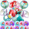 Shamoparty Meerjungfrau Luftballon Ariel Aluminiumfolienballon,20-Stück Märchen Prinzessin Dekorativer,Meerjungfrau Prinzessin bedruckt Latex Ballon