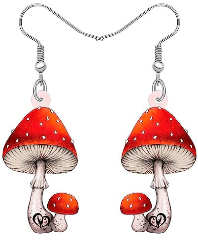 LONYOO Acryl Anime Pilz Ohrringe Dangle Natur Design Schmuck Pilz Geschenke für Frauen Mädchen Charms (Rot 492)